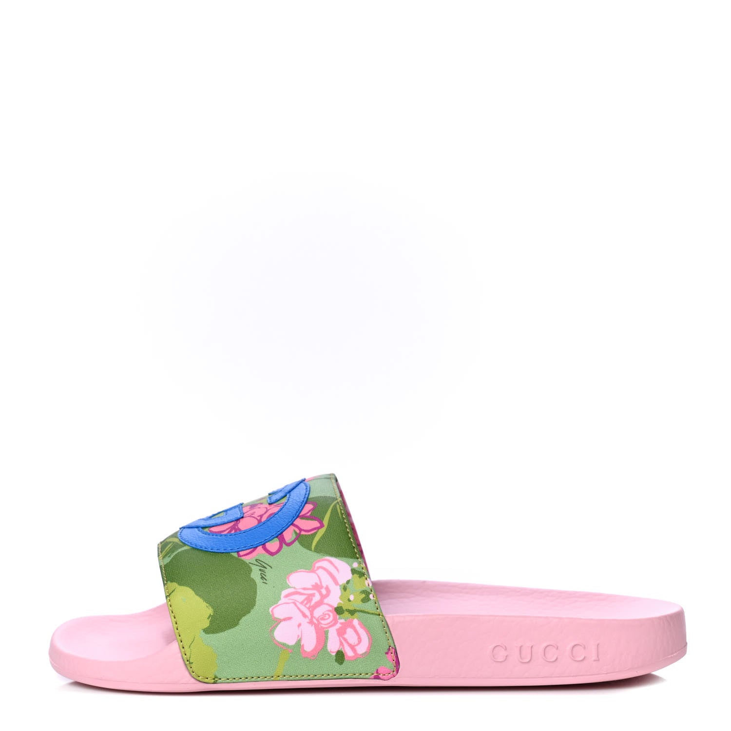 Gucci X KEN SCOTT Rubber Infinity Zia Interlocking G Womens Pool Slide Sandals 36 Green Lilac Bright Splash 1 of 6
