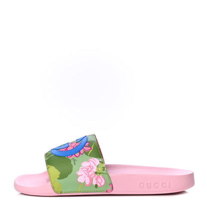 Gucci X KEN SCOTT Rubber Infinity Zia Interlocking G Womens Pool Slide Sandals 36 Green Lilac Bright Splash 1 of 6