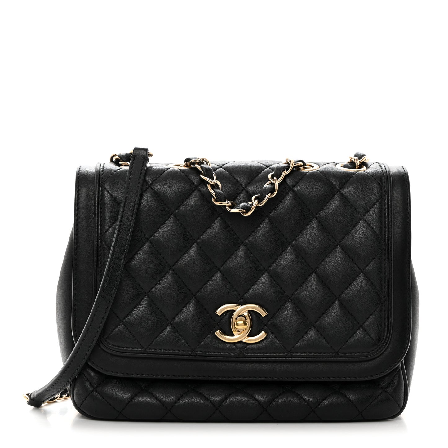 Lambskin Quilted Medium Lovely Day Flap Black