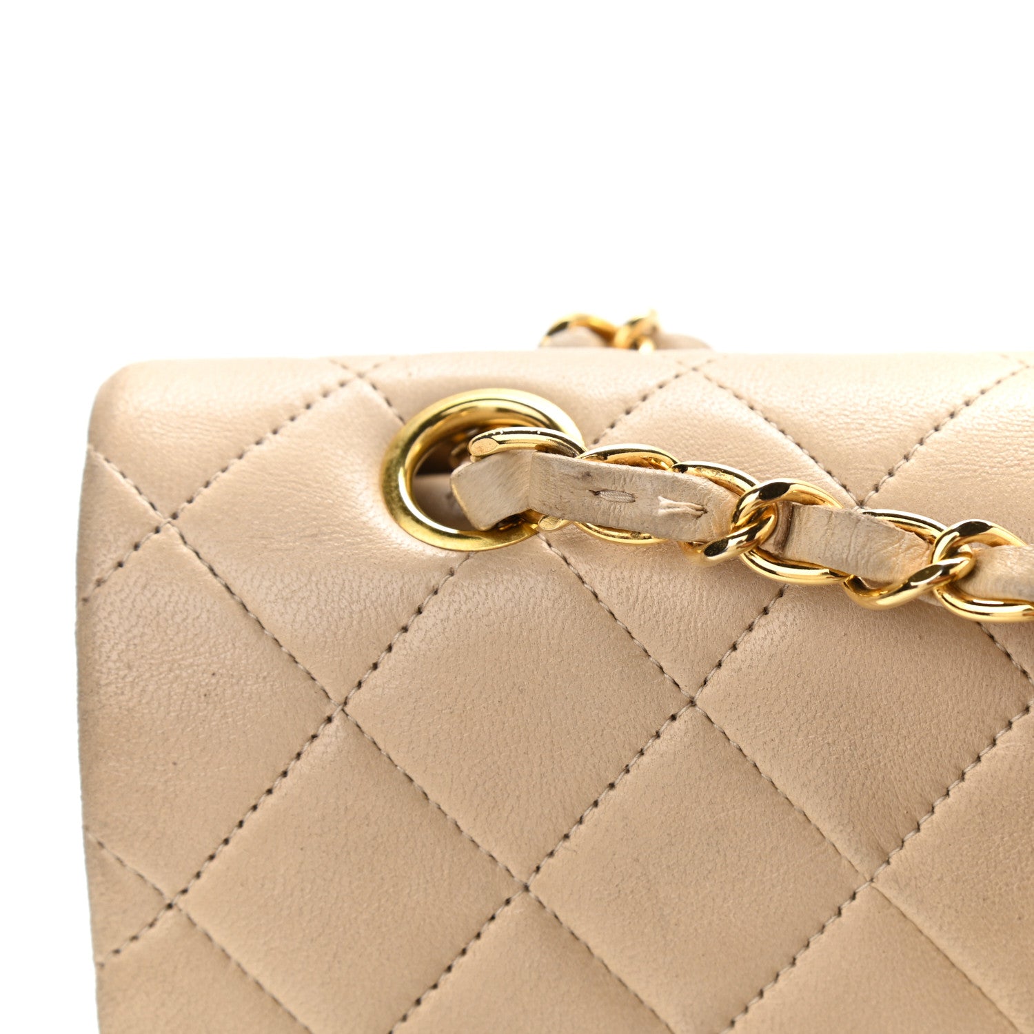 Chanel Lambskin Quilted Medium Double Flap Beige 18 of 20