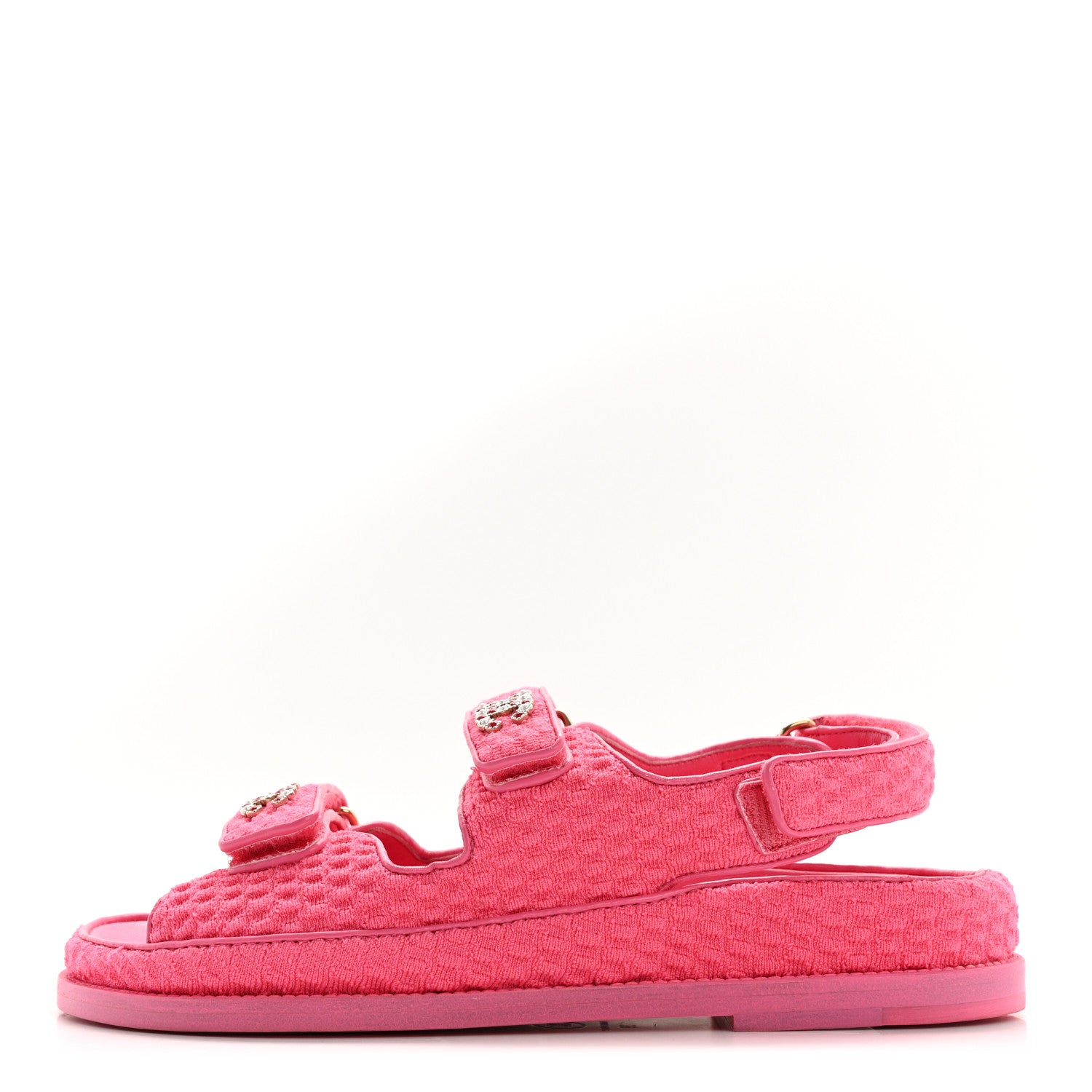 Chanel Knit Fabric Velcro Dad Sandals 39 Pink 1 of 11