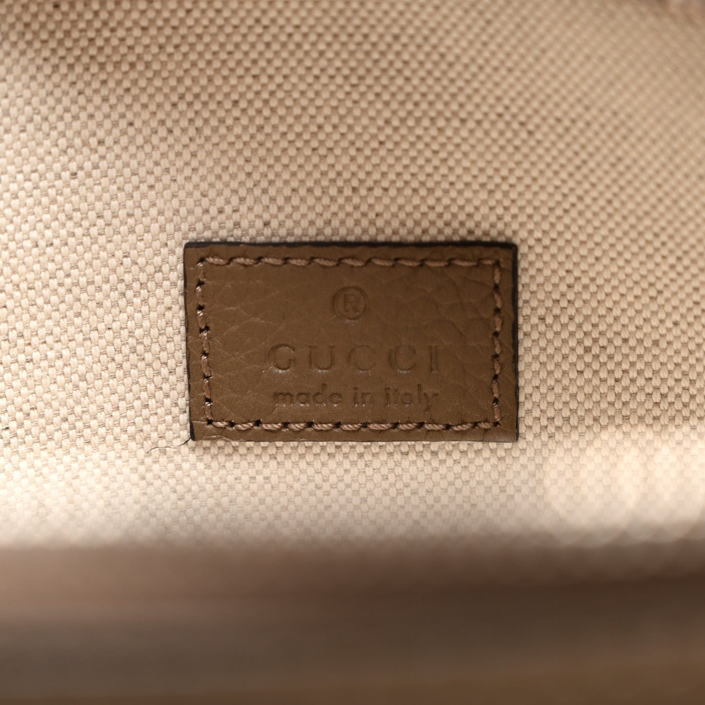 Piuma Calfskin Jumbo GG Embossed Pocket Belt Bag Good Taupe