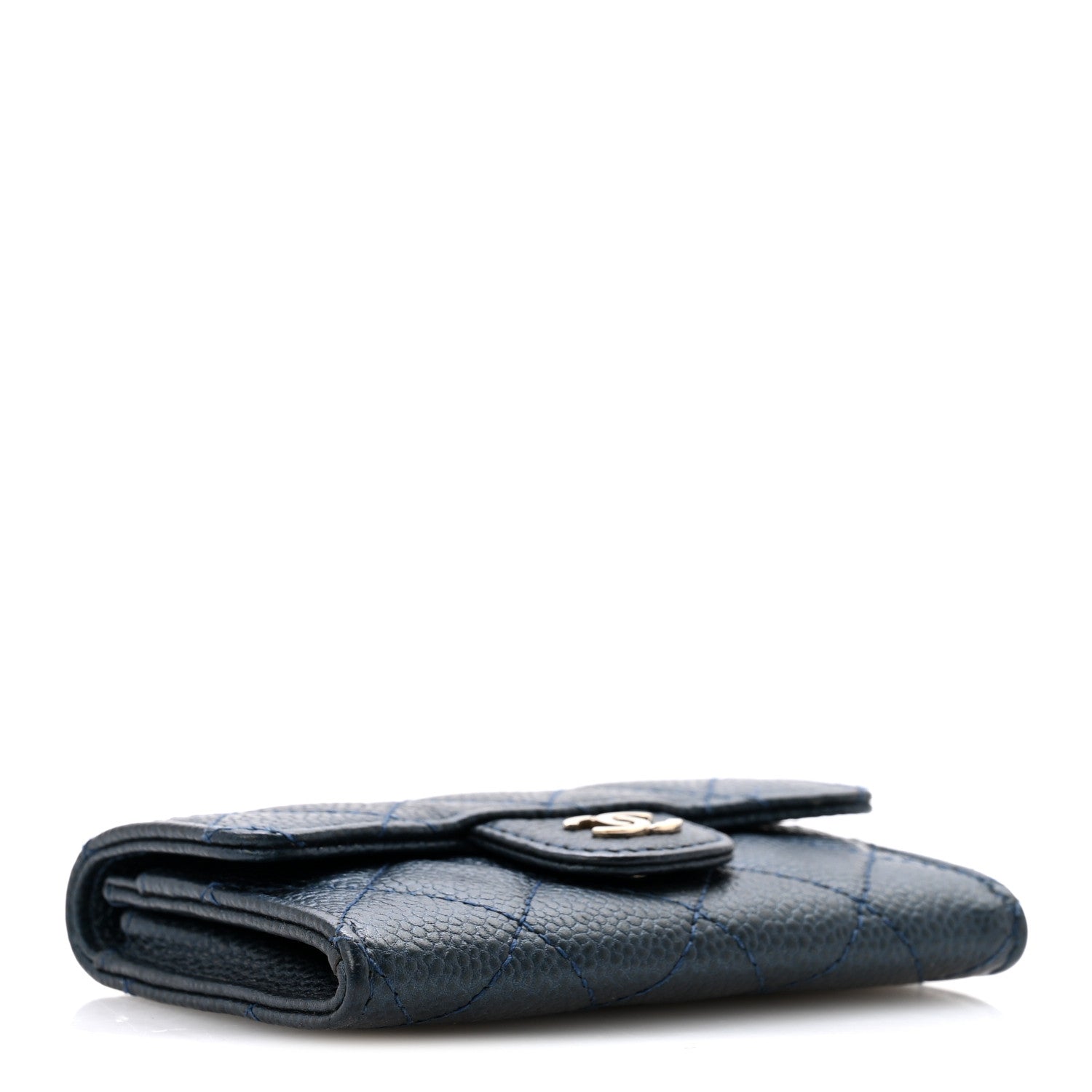 Chanel Metallic Caviar Quilted Flap Card Holder Dark Blue 4 of 9