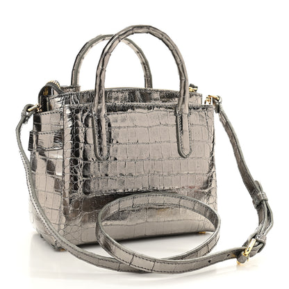 Nancy Gonzalez Metallic Crocodile Mini Cristie Satchel Anthracite 4 of 13