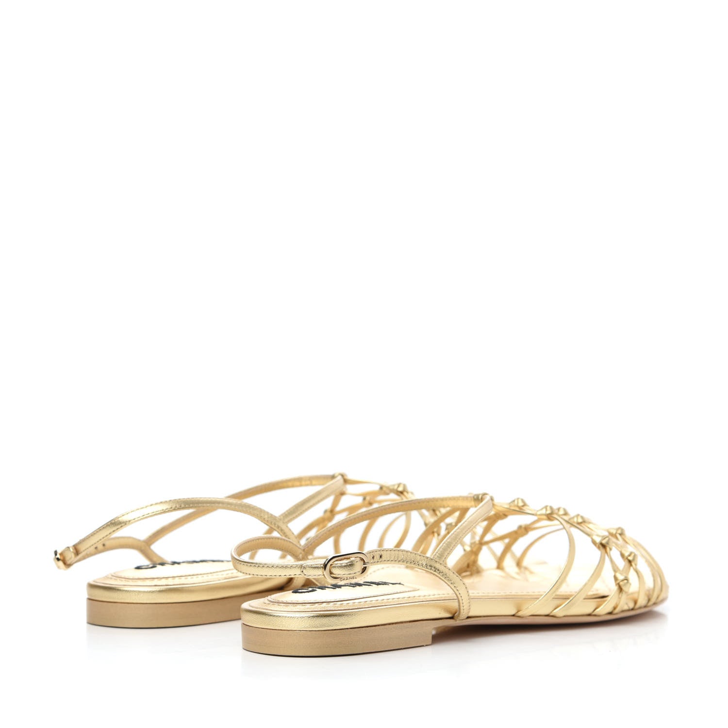 Chanel Laminated Lambskin CC Sandals 39.5 Gold 5 of 30