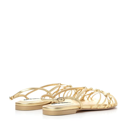 Chanel Laminated Lambskin CC Sandals 39.5 Gold 5 of 30