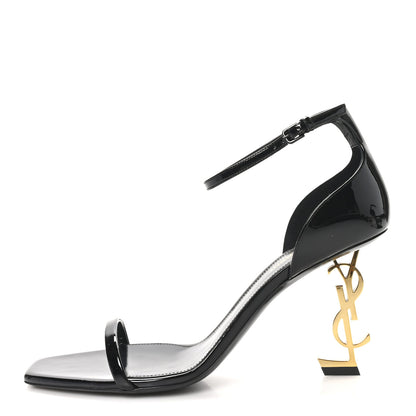 Saint Laurent Patent Calfskin Opyum 85 Sandals 39.5 Black 1 of 9