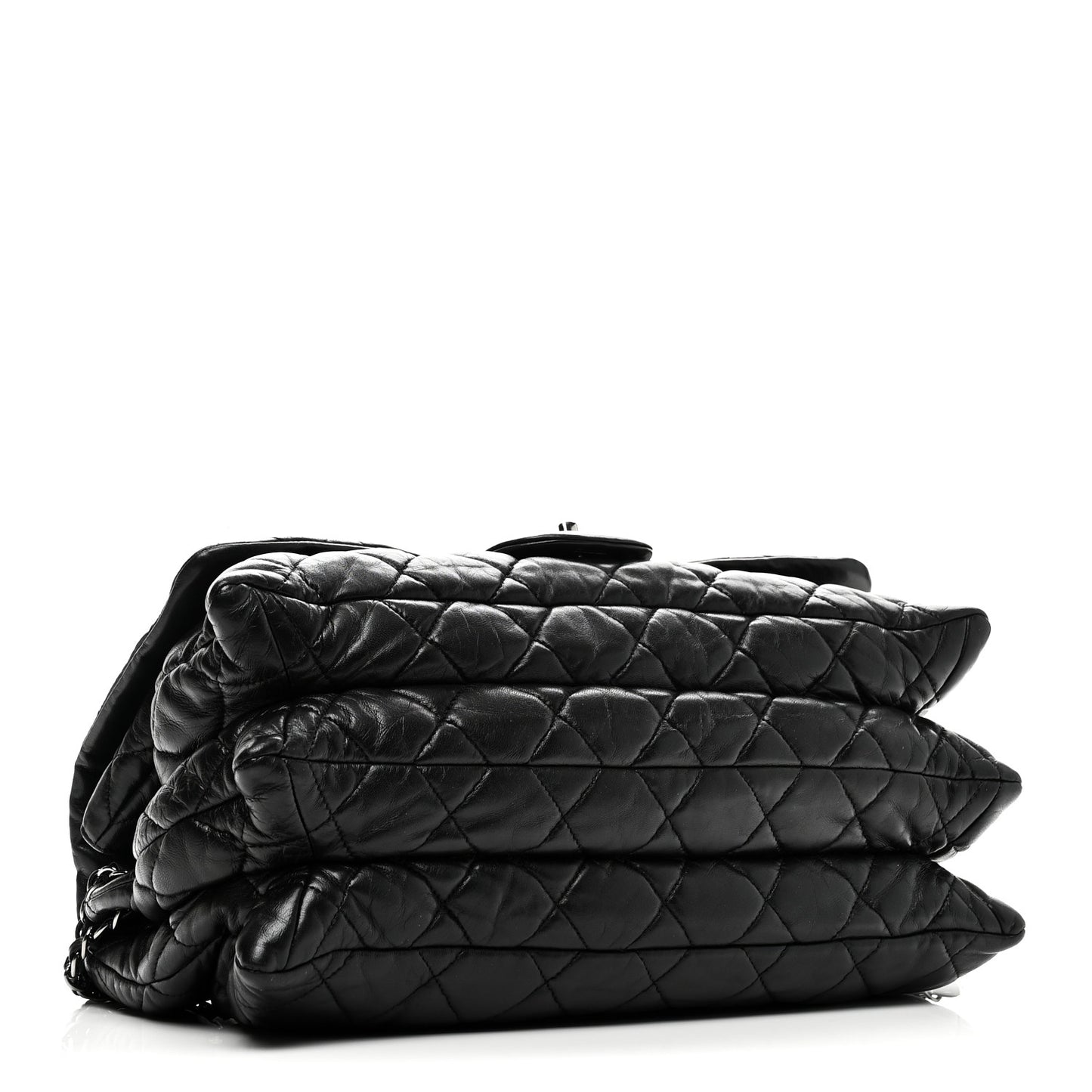 Lambskin Quilted Chanel 3 Accordion Flap Bag Black