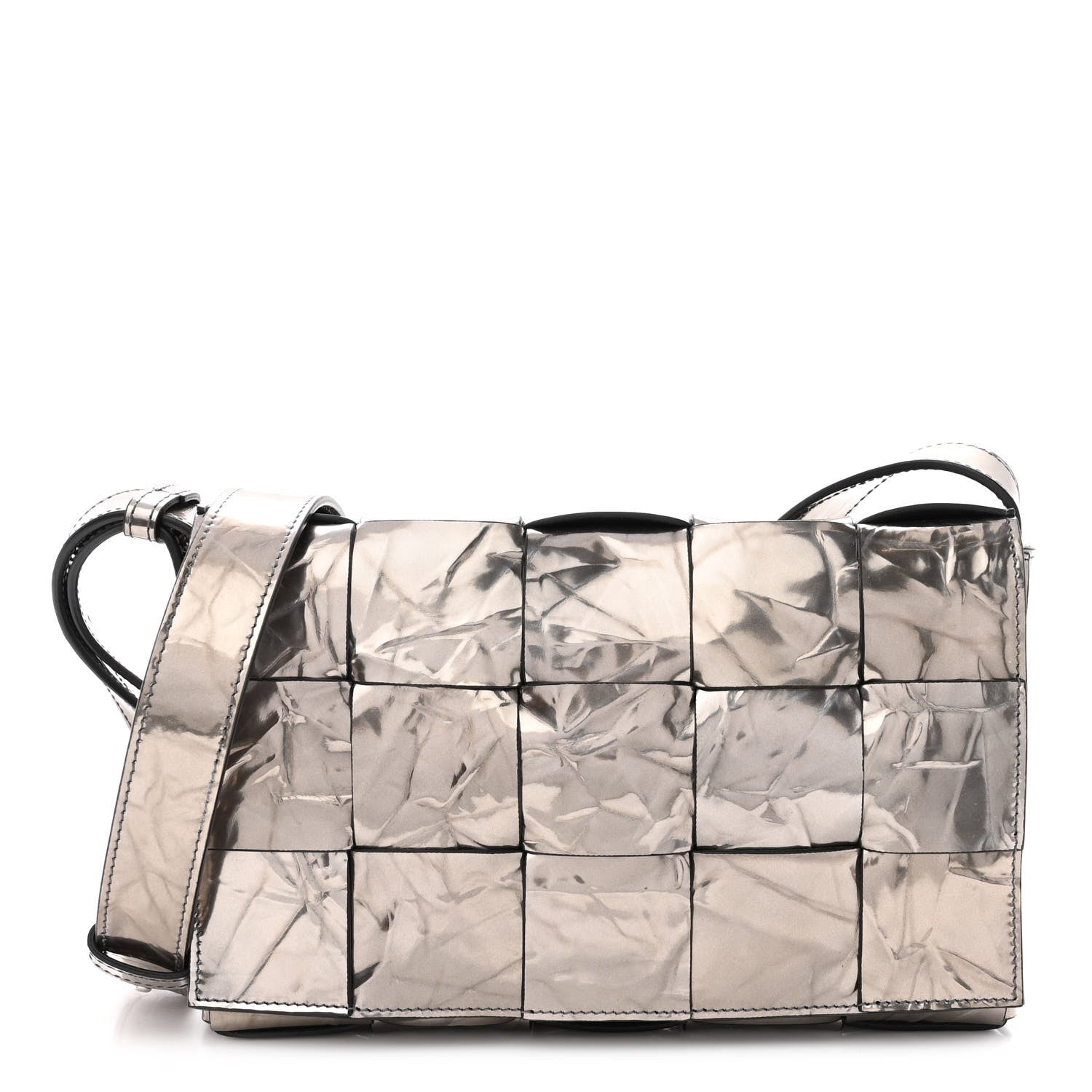 Bottega Veneta Metallic Crushed Calfskin Maxi Intrecciato Cassette Crossbody Bag Anchor 1 of 11