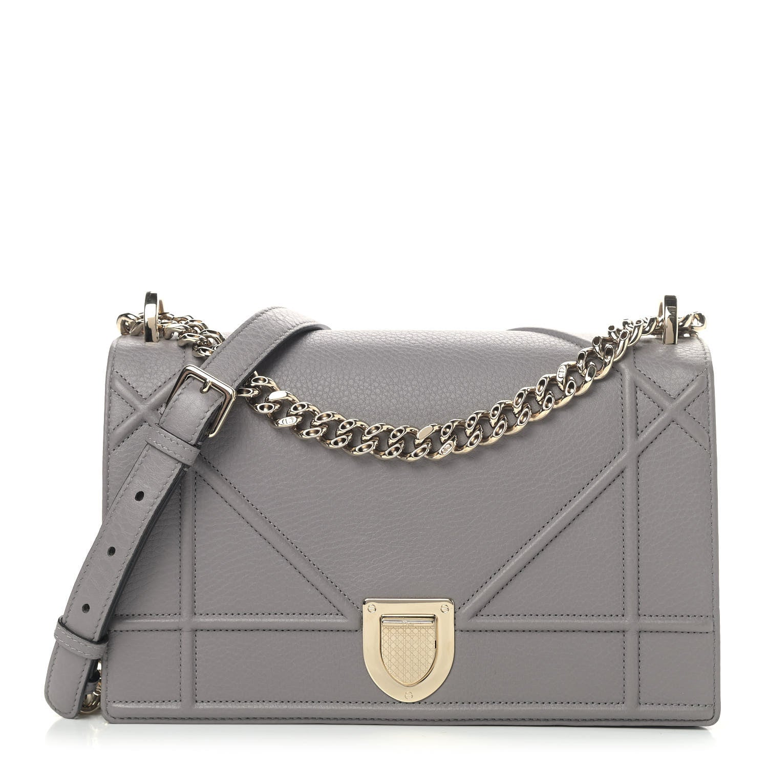 Christian Dior Grained Calfskin Medium Diorama Flap Bag Grey 1 of 10