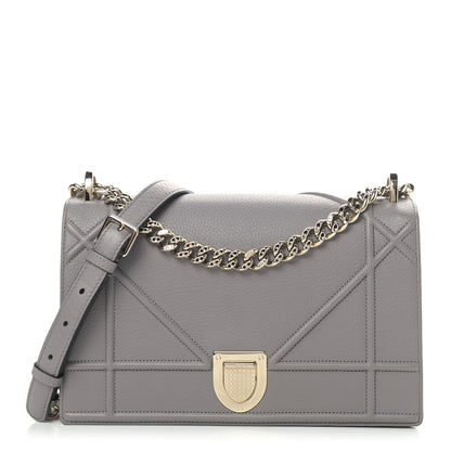 Christian Dior Grained Calfskin Medium Diorama Flap Bag Grey 1 of 10