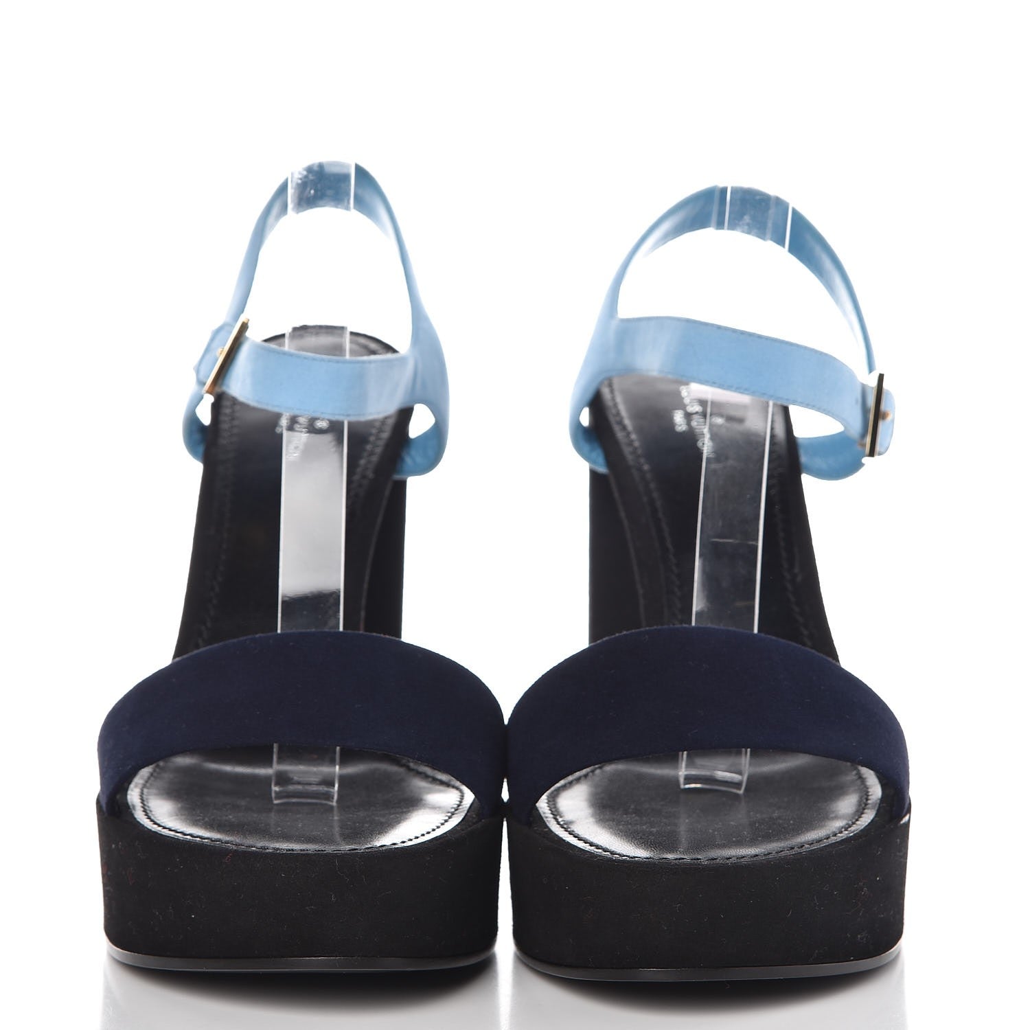 Louis Vuitton Suede Baby Goat Flamingo Sandals 41 Black Blue 2 of 9