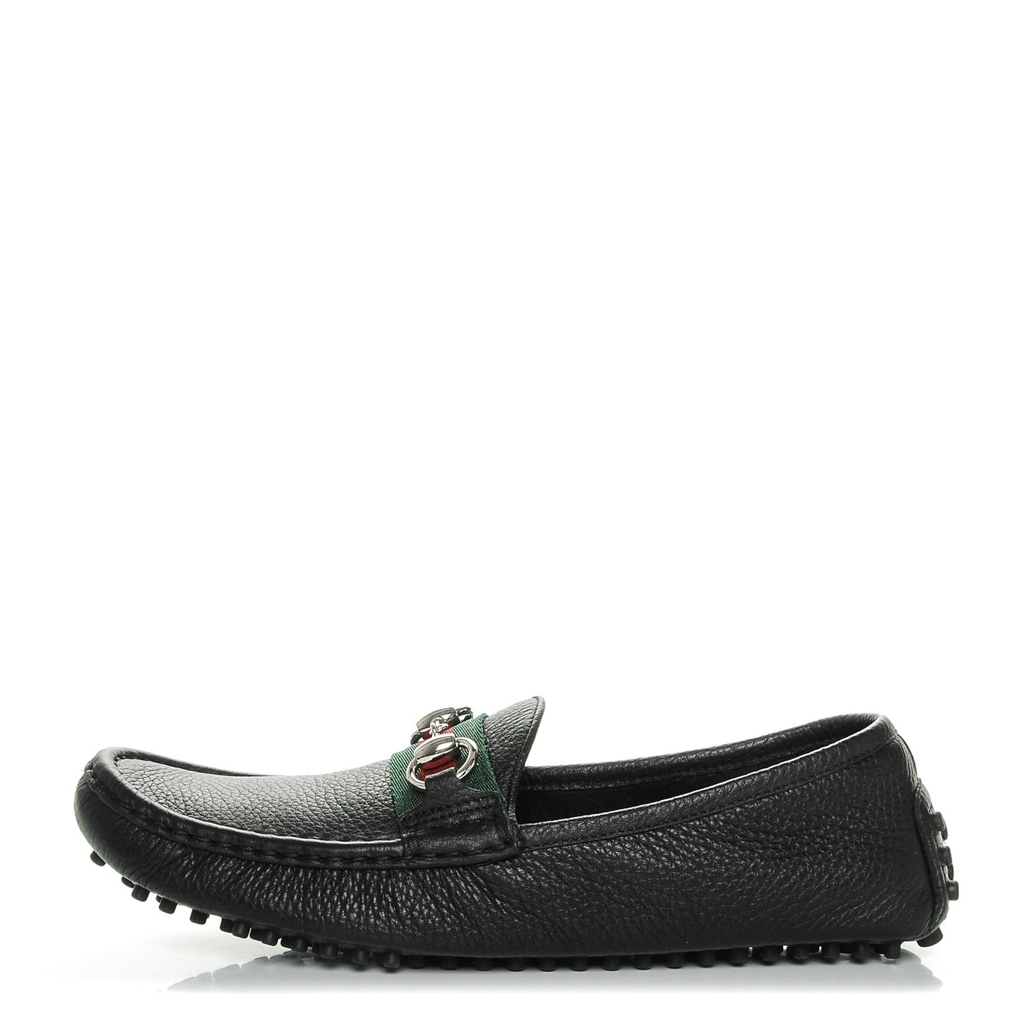 Road Calfskin Web Womens Horsebit Driver Loafers 38 Black