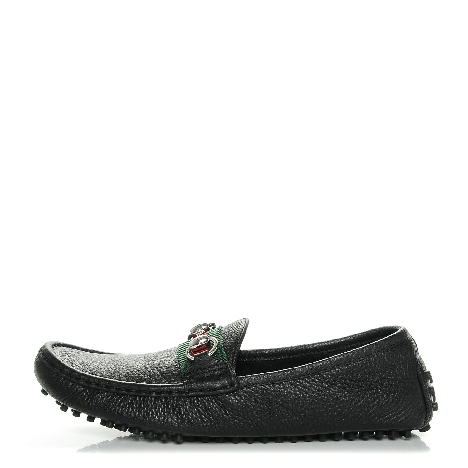 Gucci Road Calfskin Web Womens Horsebit Driver Loafers 38 Black 1 of 7