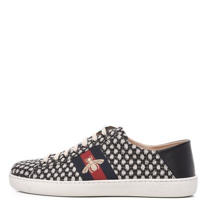 Gucci Jacquard Bee Embroidered Mens Ace Sneakers 12 Black Ivory 1 of 10