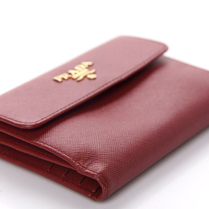 Prada Saffiano Metal French Flap Compact Wallet Fuoco 6 of 9
