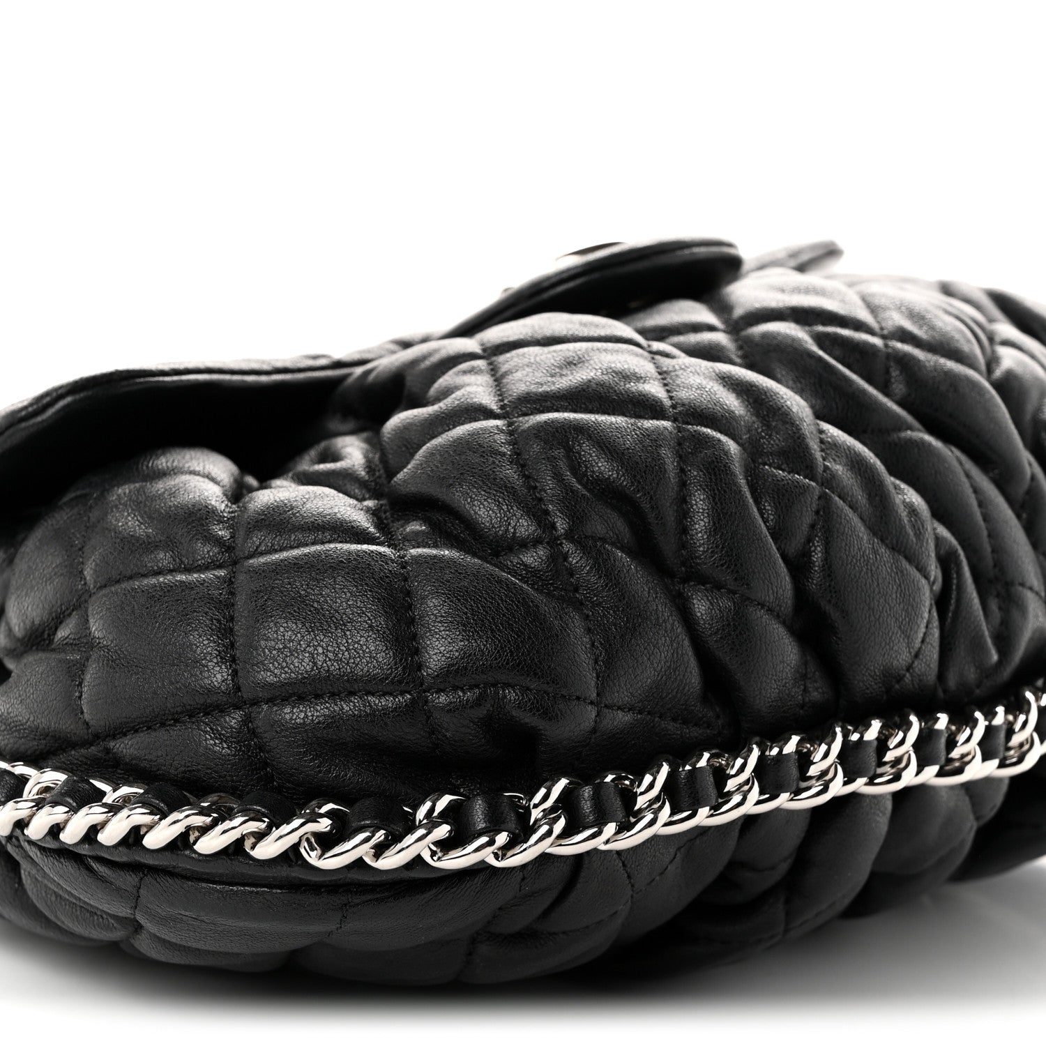 Chanel Washed Lambskin Quilted Large Chain Around Flap Black 9 of 10