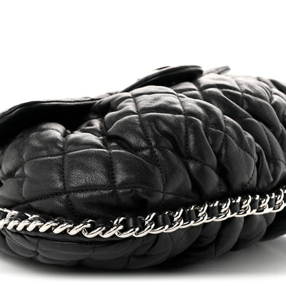 Chanel Washed Lambskin Quilted Large Chain Around Flap Black 9 of 10