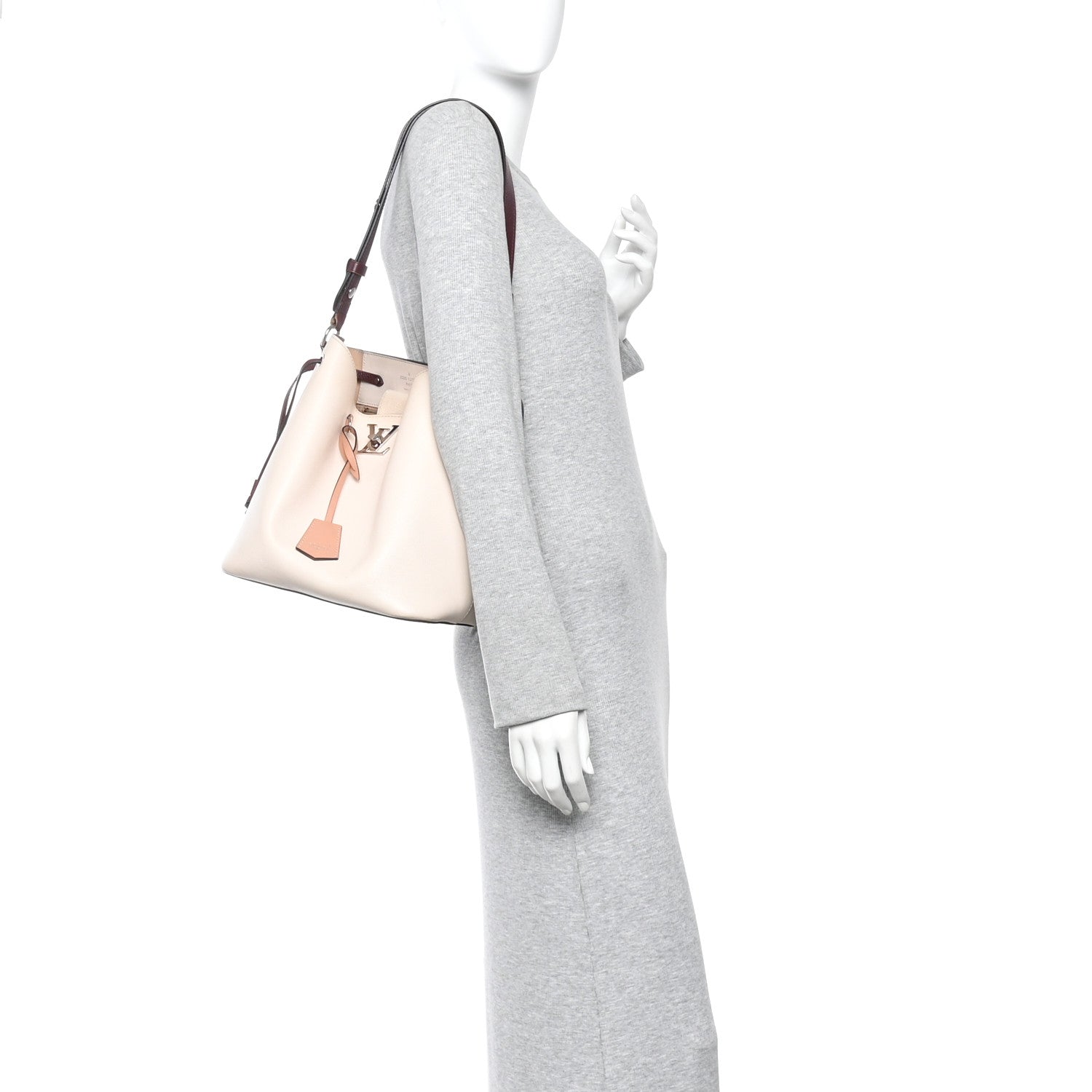 Louis Vuitton Calfskin Lockme Bucket Soie Quartz Calla 2 of 14