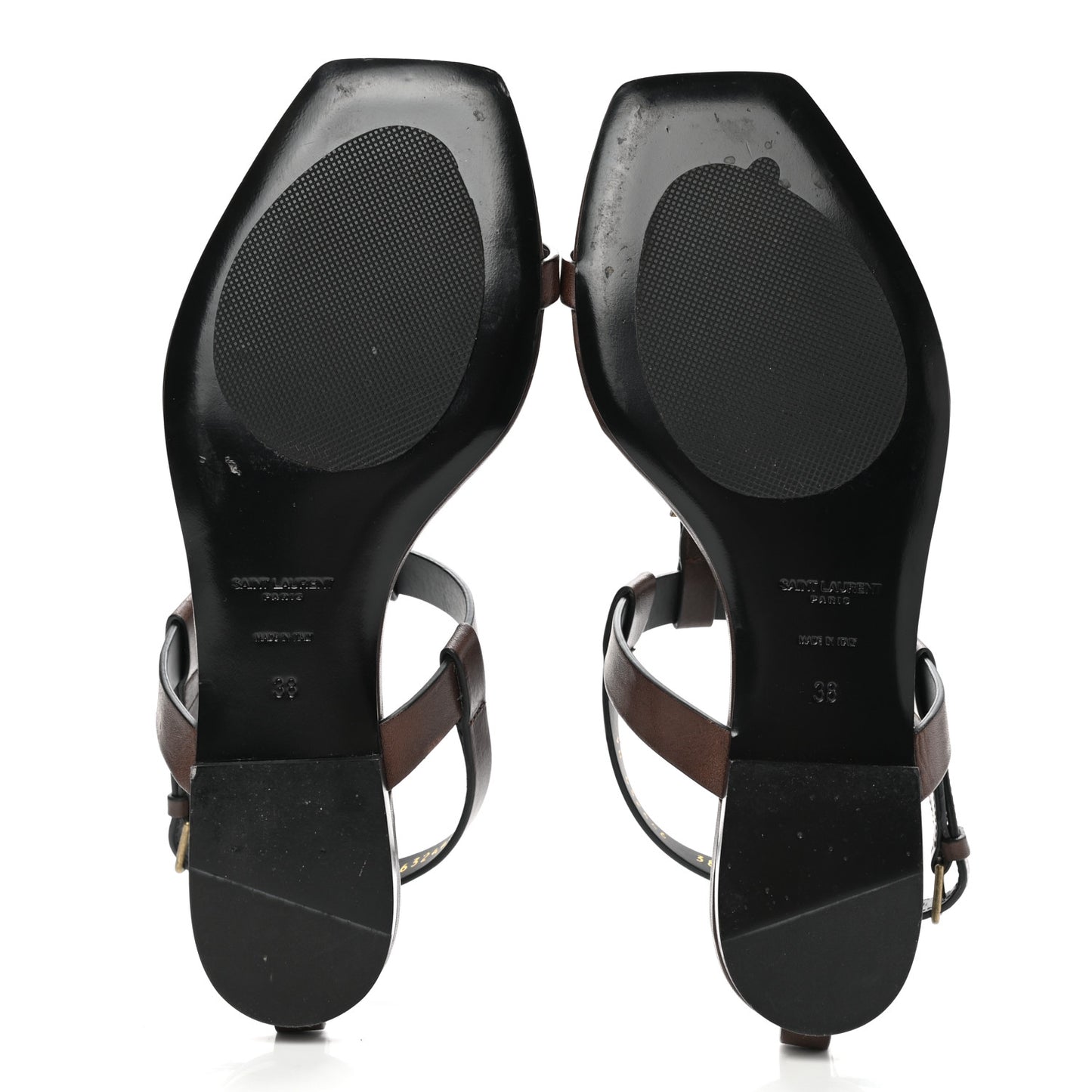 Calfskin Cassandra Monogram Sandals 38 Dark Brown
