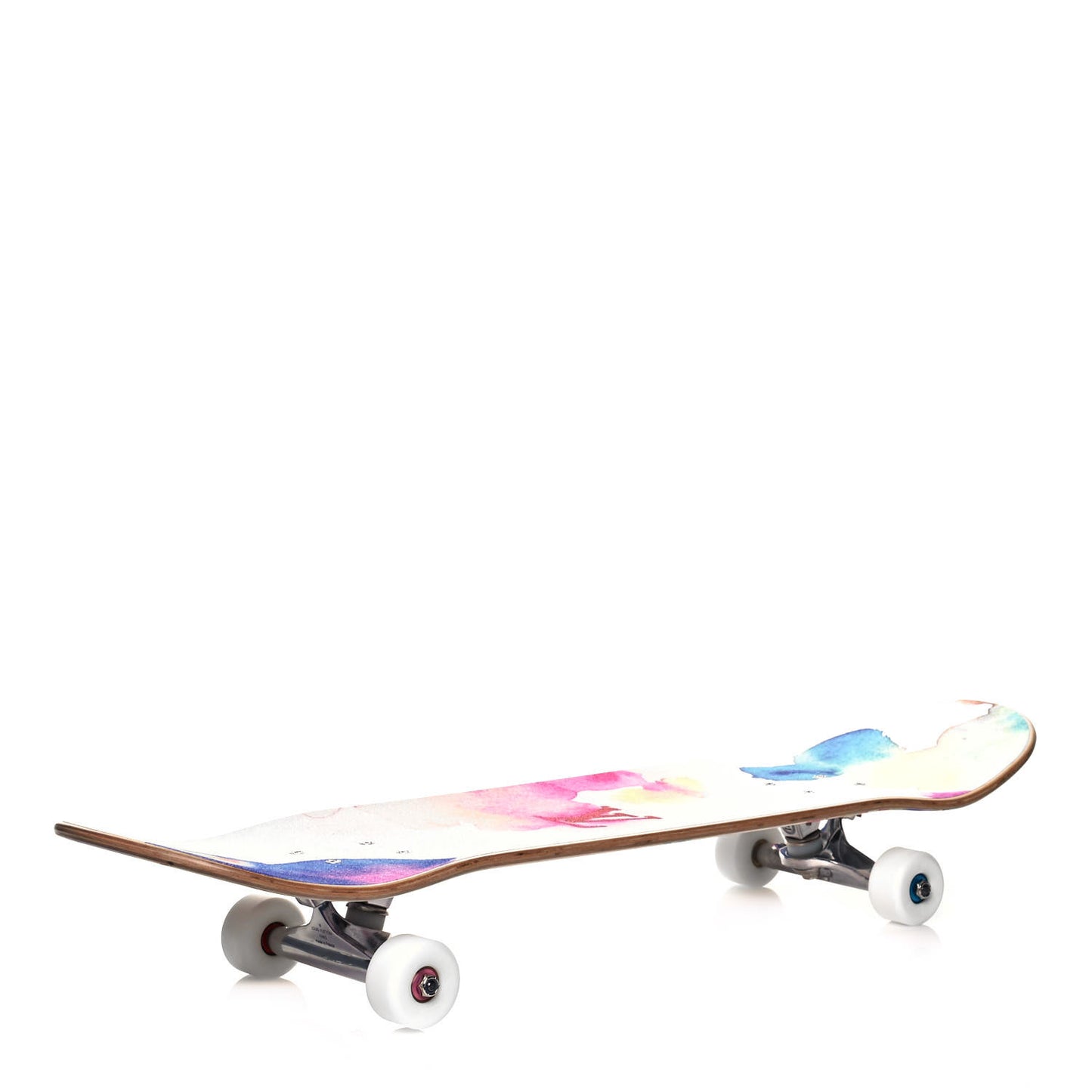 Monogram Watercolor Wood Skateboard Multicolor