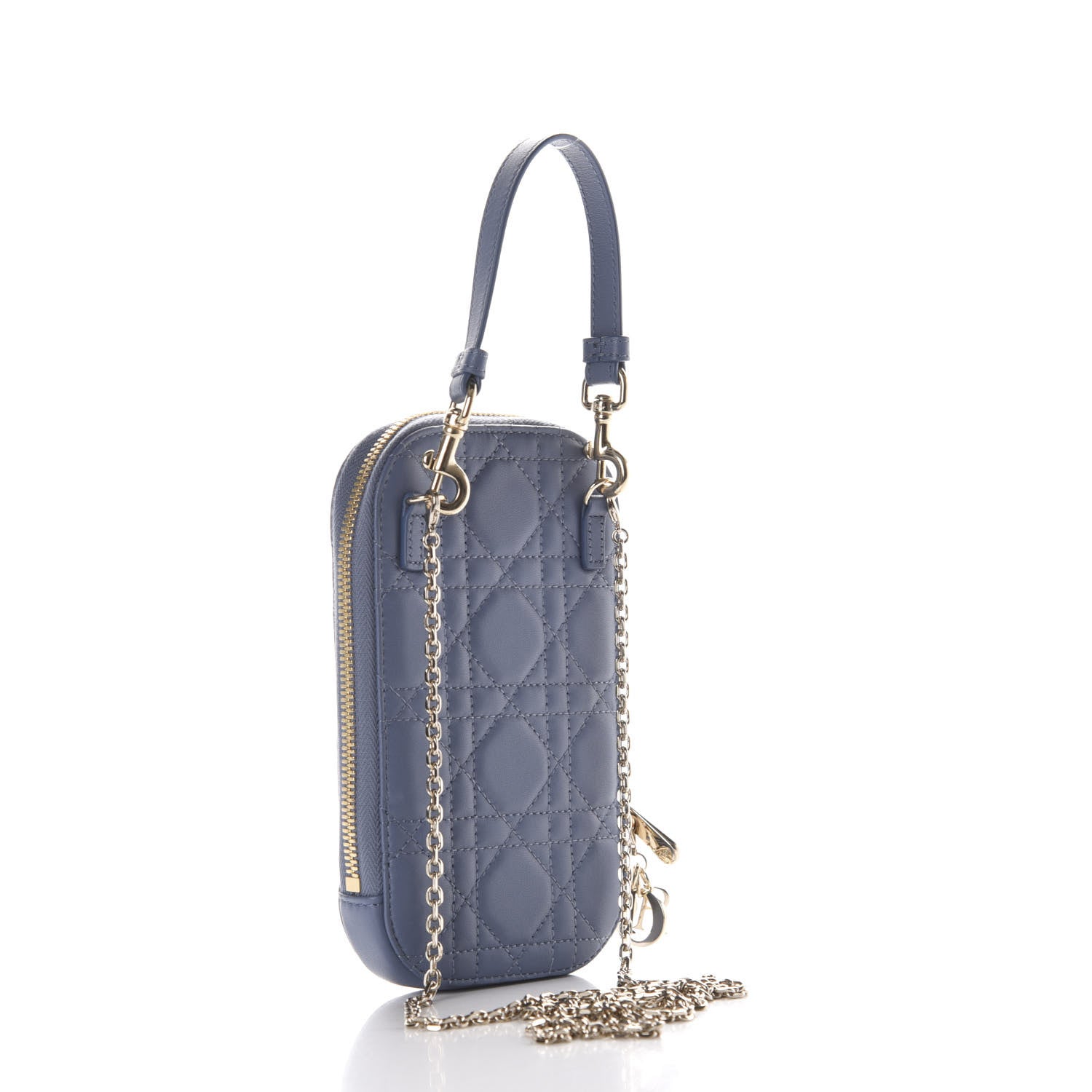 Christian Dior Lambskin Cannage Lady Dior Phone Holder Denim Blue 4 of 11