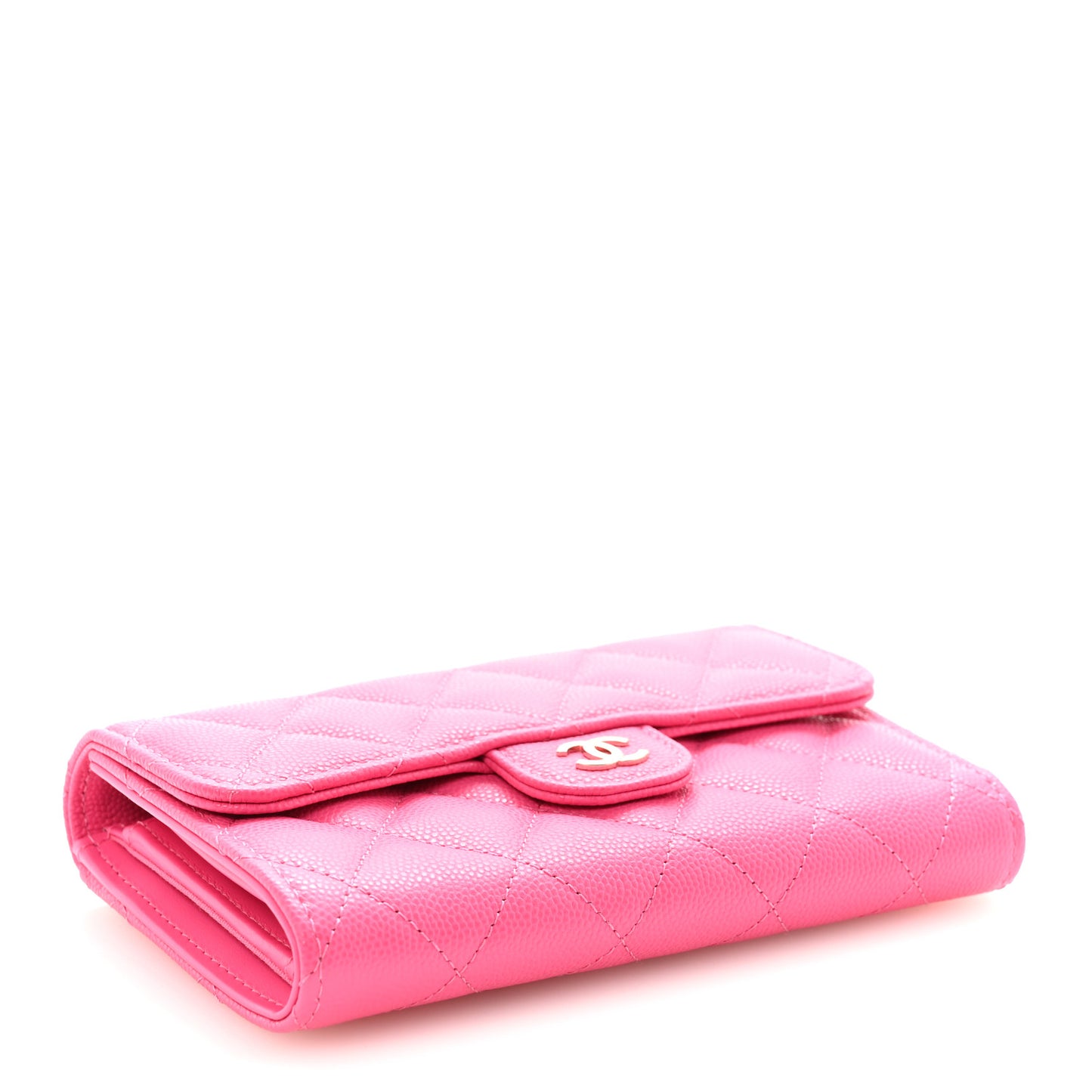 Caviar Quilted Medium Flap Wallet Pink