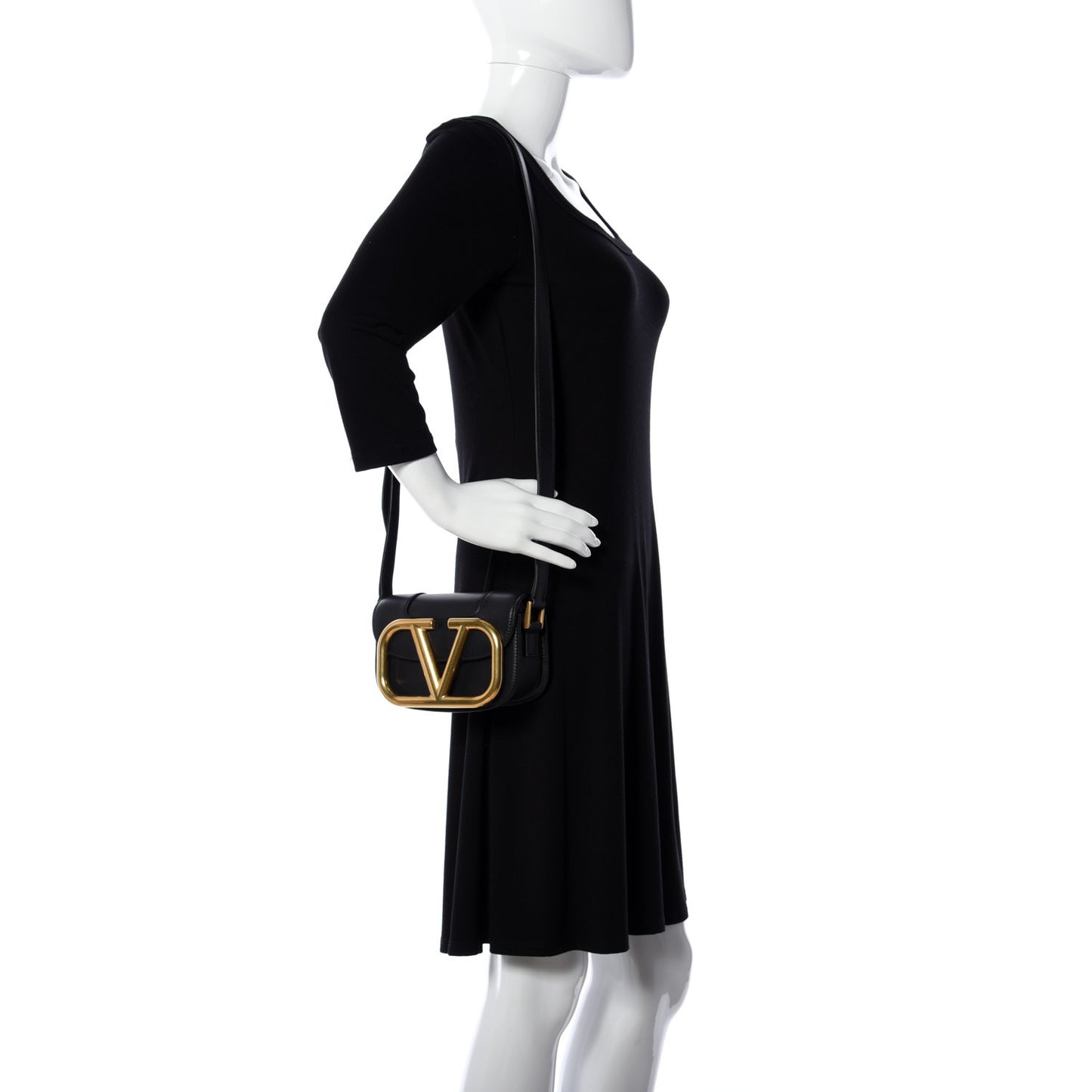 Calfskin Small Supervee Crossbody Bag Black