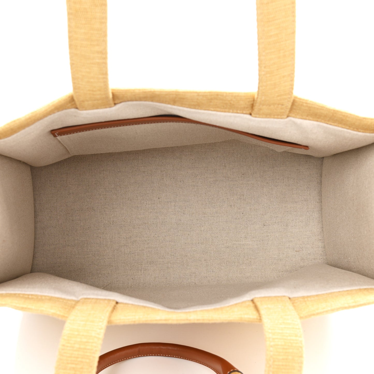 Textile Calfskin Triomphe Large Cabas Thais Natural Tan
