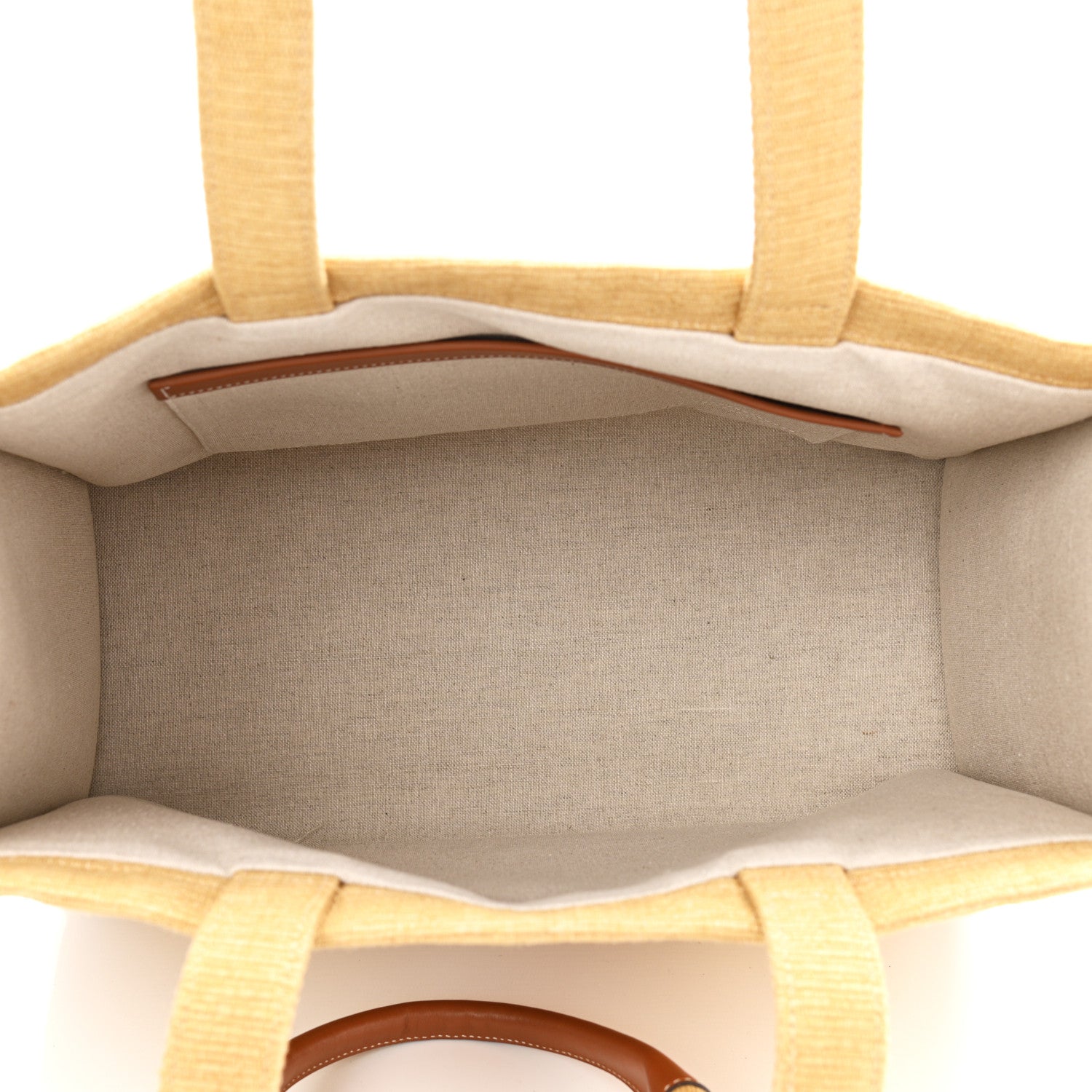 Celine Textile Calfskin Triomphe Large Cabas Thais Natural Tan 4 of 9