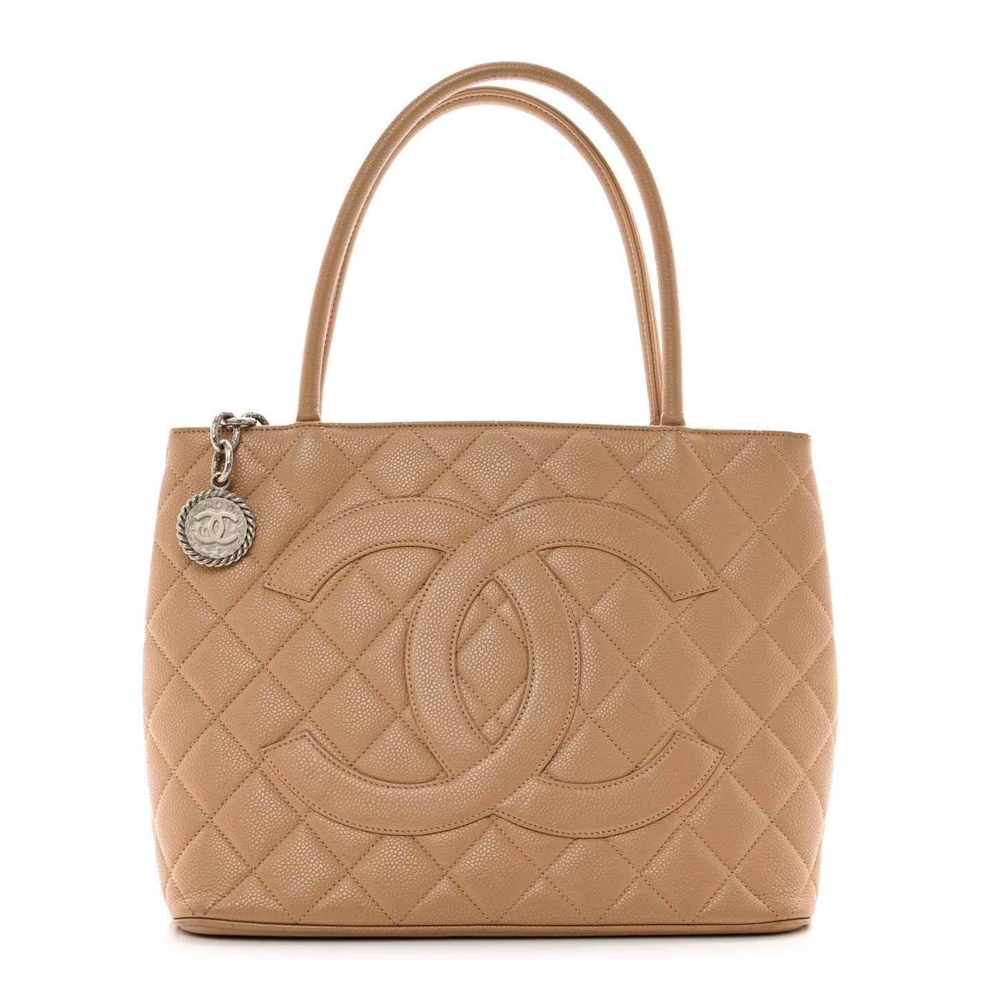 Caviar Quilted Medallion Tote Beige