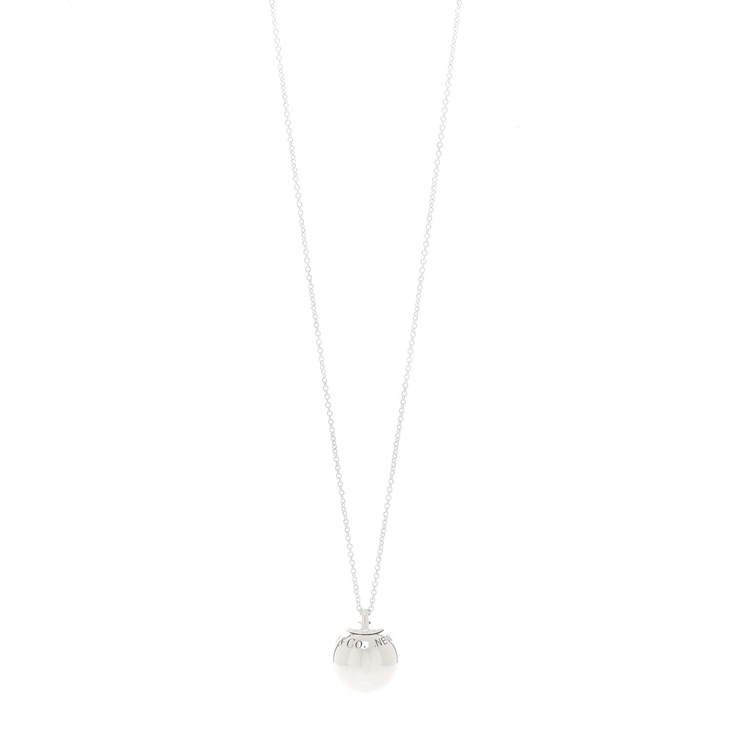 Tiffany Sterling Silver 12.75mm HardWear Ball Pendant Necklace 1 of 5
