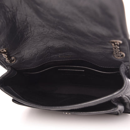 Saint Laurent Crinkled Calfskin Matelasse Monogram Baby Niki Chain Satchel Storm 5 of 10