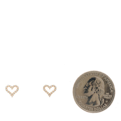 Tiffany 18K Rose Gold Diamond Extra Mini Heart Earrings 2 of 4