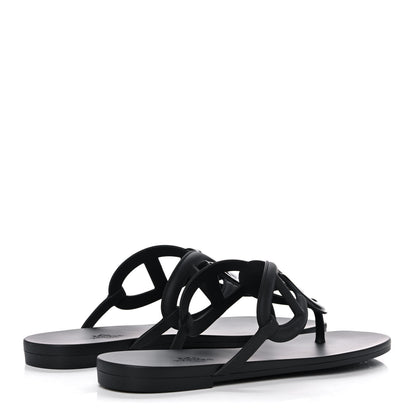 Hermes Rubber Womens Egerie Sandals 40 Black 4 of 9