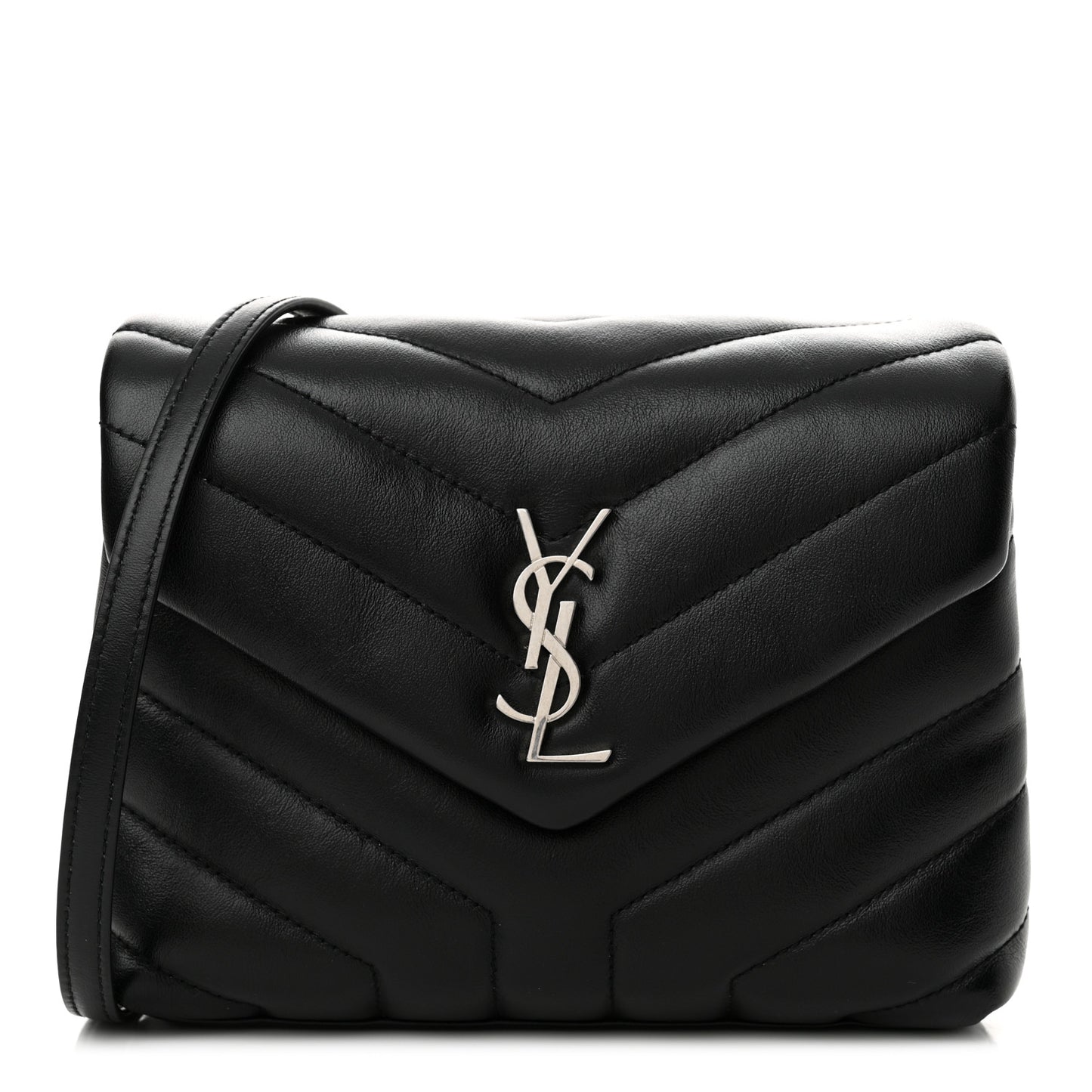 Calfskin Y Quilted Monogram Toy Loulou Crossbody Bag Black