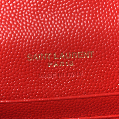 Saint Laurent Grain De Poudre Matelasse Chevron Small Monogram Envelope Wallet New Red 9 of 10