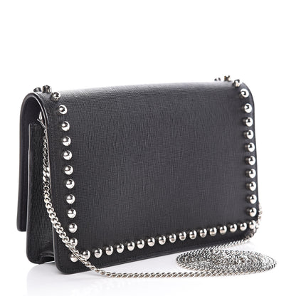 Fendi Vitello Elite Mink Fur Studded Karlito Tube Wallet on Chain Black 3 of 11