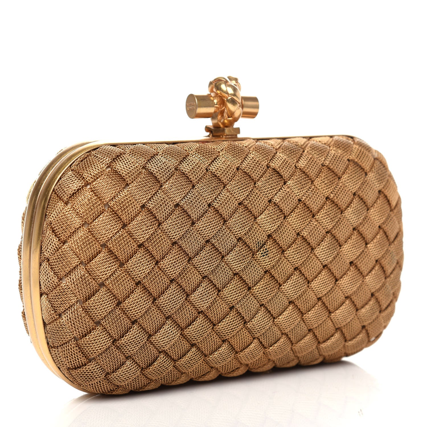 Bottega Veneta Intreccio Oro Bruciato Knot Clutch 3 of 7