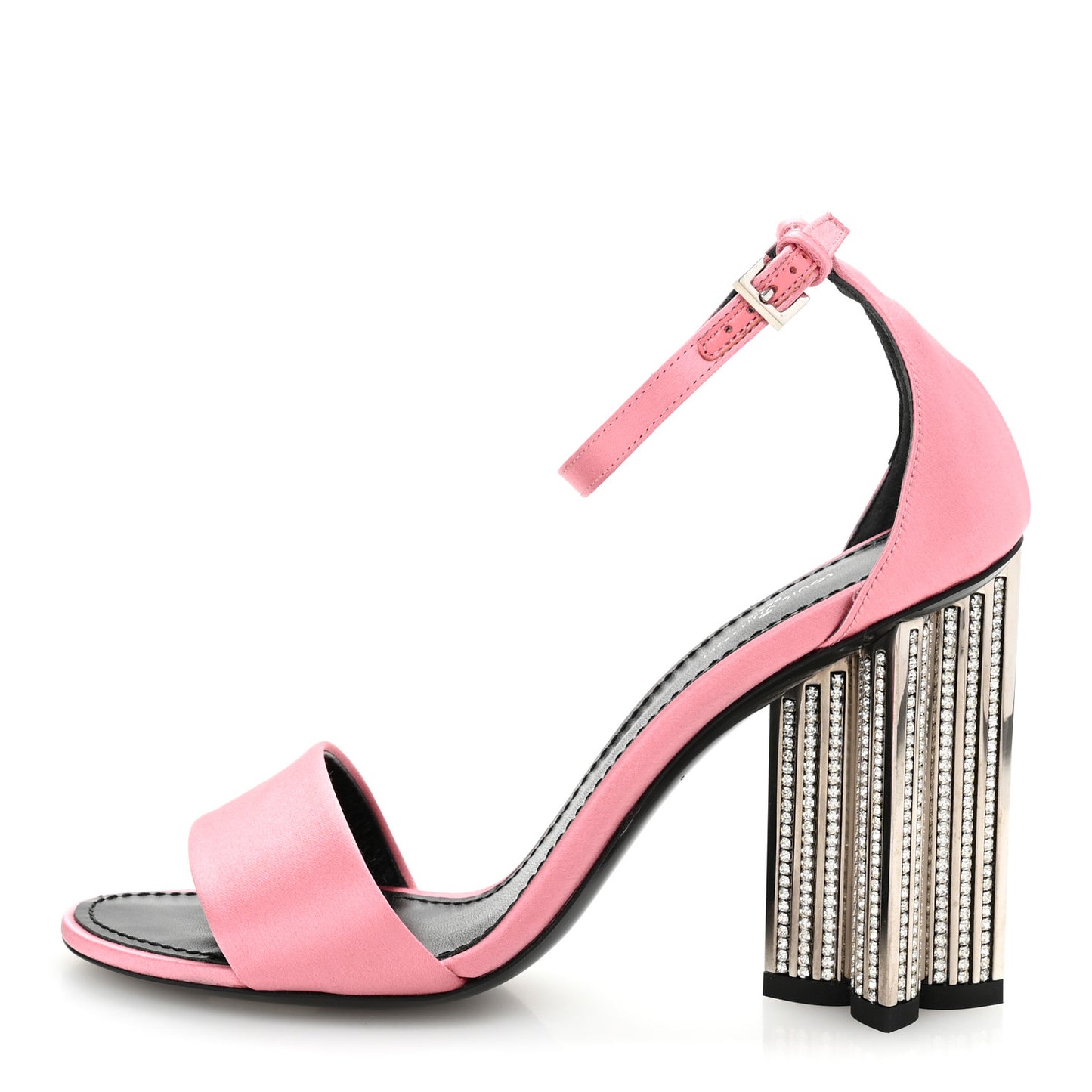 Satin Crystal Silhouette Sandals 37 Pink