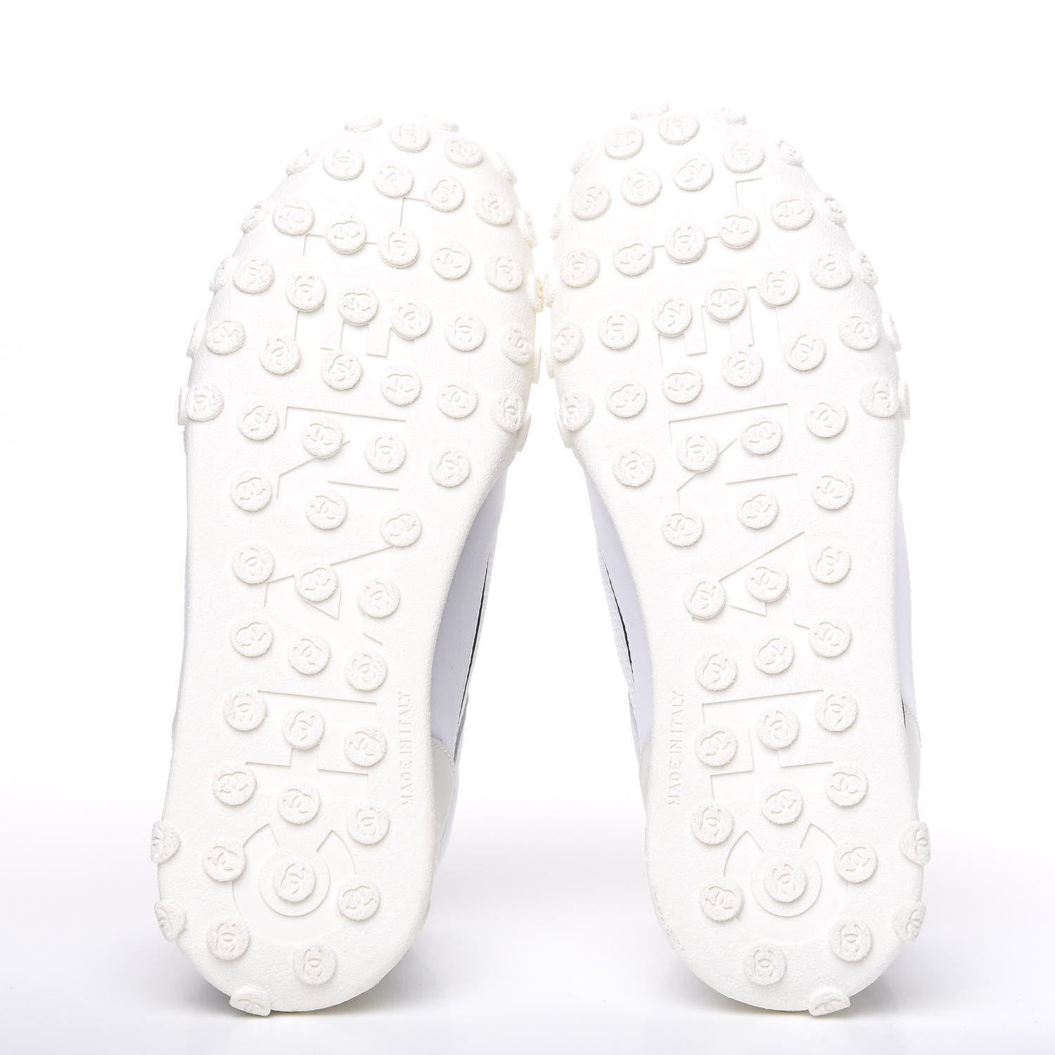 Chanel Calfskin Mesh Lycra Womens Logo High Top Sneakers 37 White 5 of 8