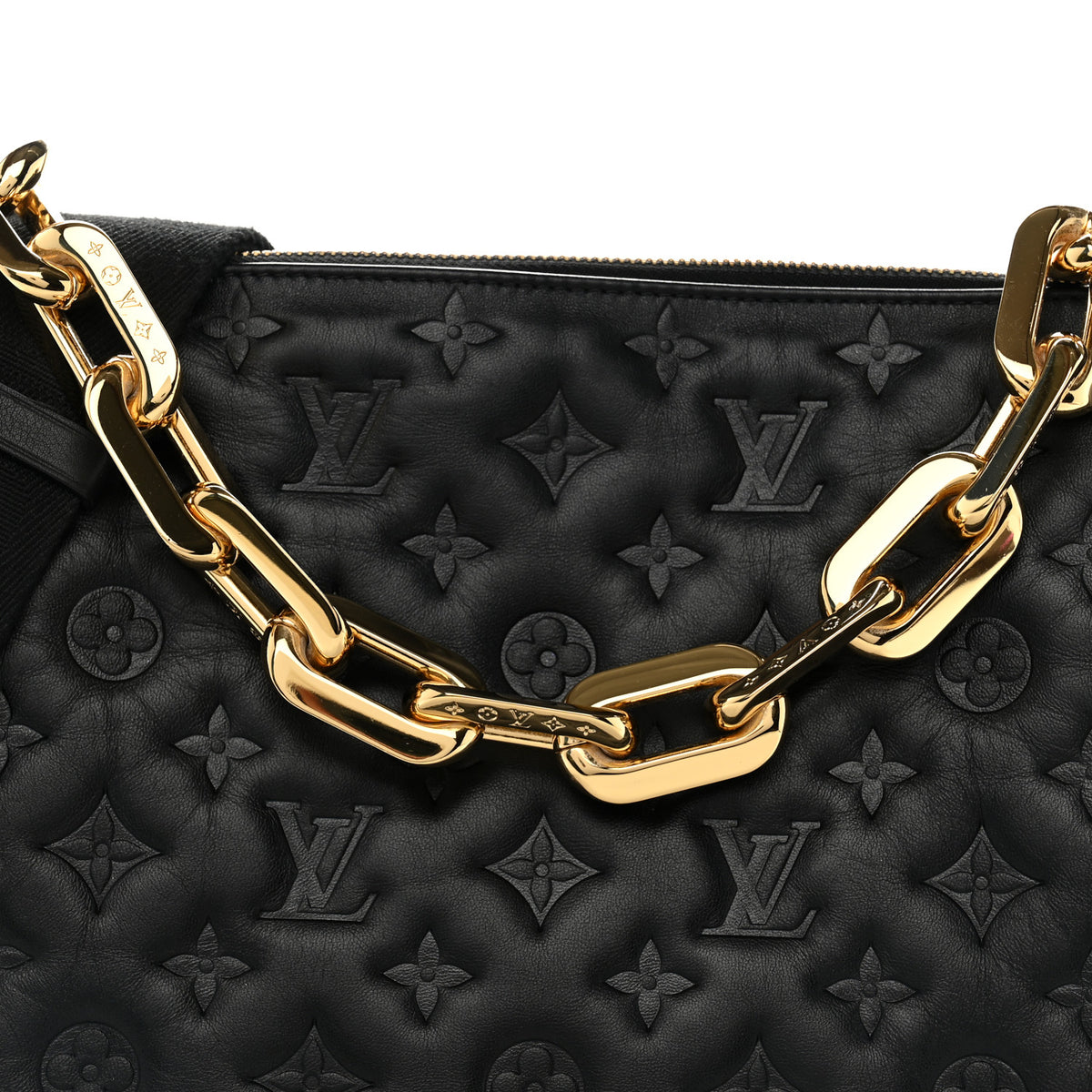 Lambskin Embossed Monogram Coussin MM Black