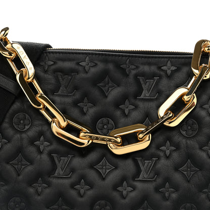 Louis Vuitton Lambskin Embossed Monogram Coussin MM Black 7 of 9