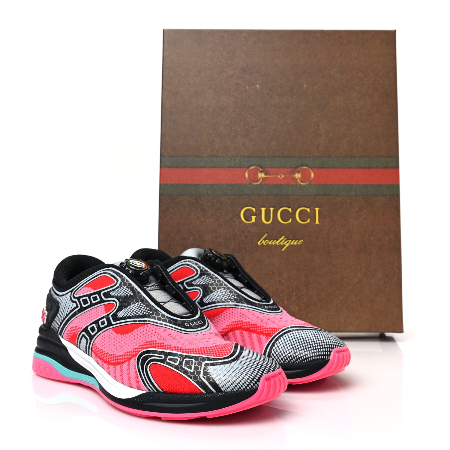 Gucci Fabric Womens Ultrapace R Mid Top Sneakers 39.5 Pink Bright Red 9 of 9