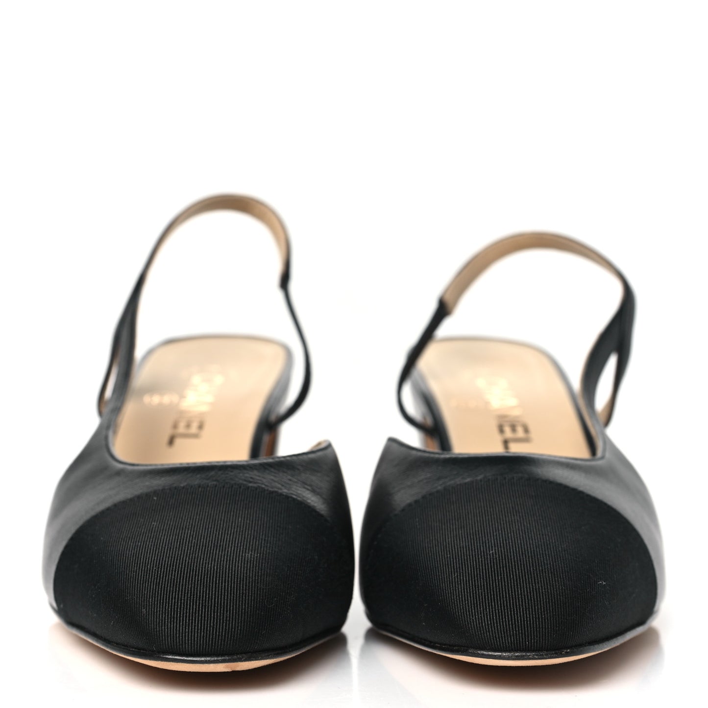 Goatskin Grosgrain Cap Toe CC Slingback Pumps 40 Black