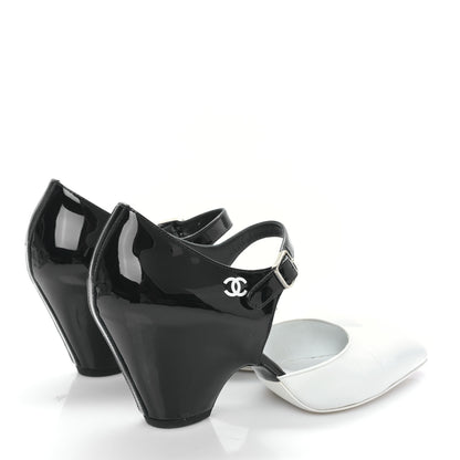 Chanel Patent Calfskin CC Pumps 36 White Black 4 of 8