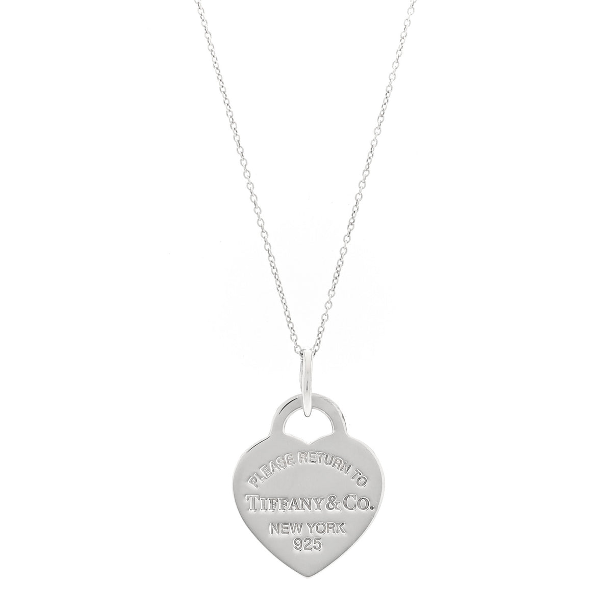 Tiffany Sterling Silver Enamel Medium Return To Tiffany Heart Pendant Necklace Blue 1 of 4