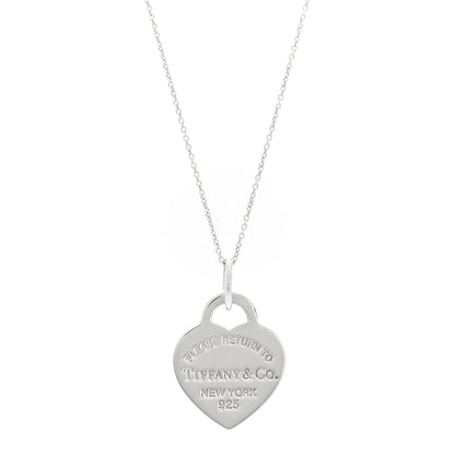 Tiffany Sterling Silver Enamel Medium Return To Tiffany Heart Pendant Necklace Blue 1 of 4