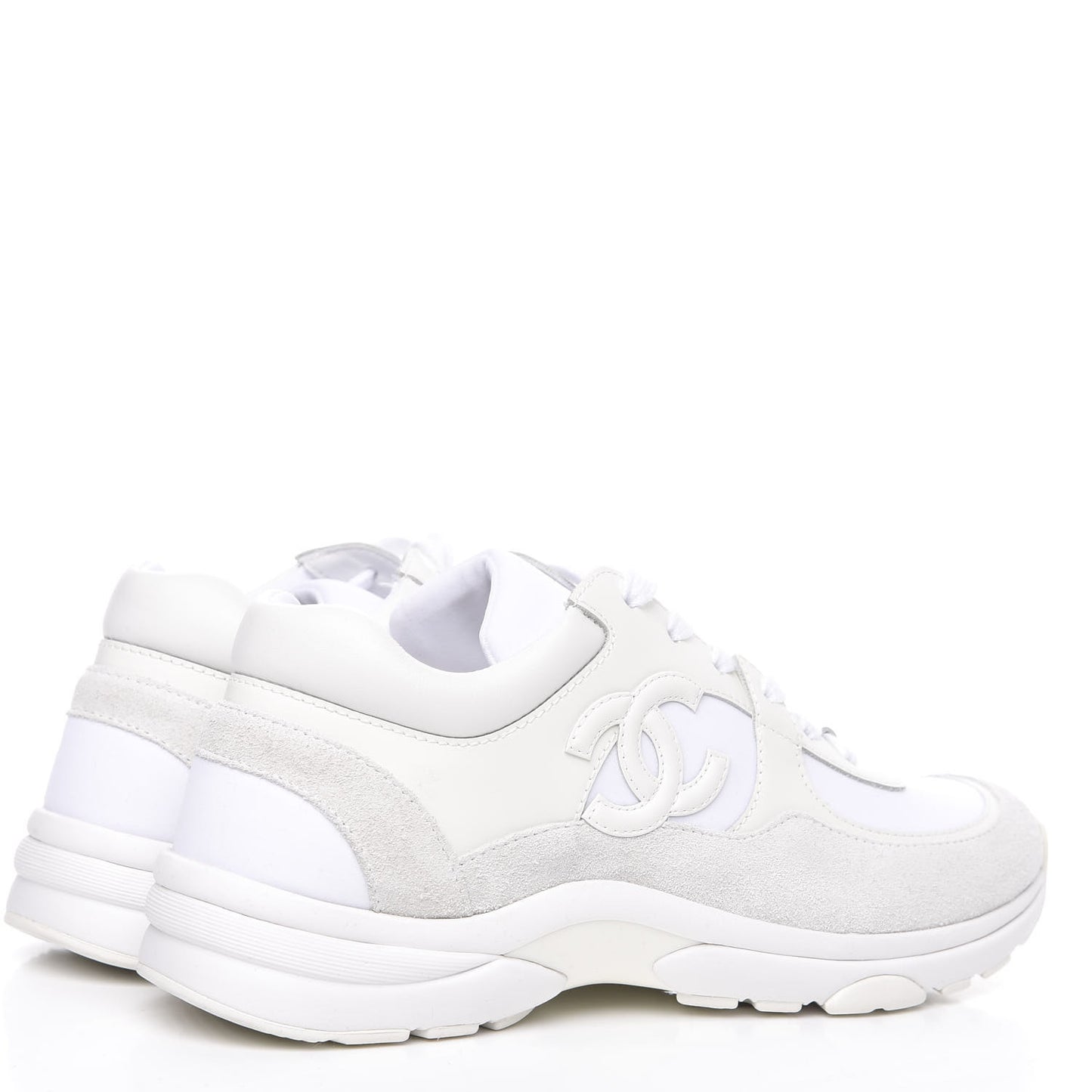 Suede Calfskin Fabric CC Sneakers 38.5 White
