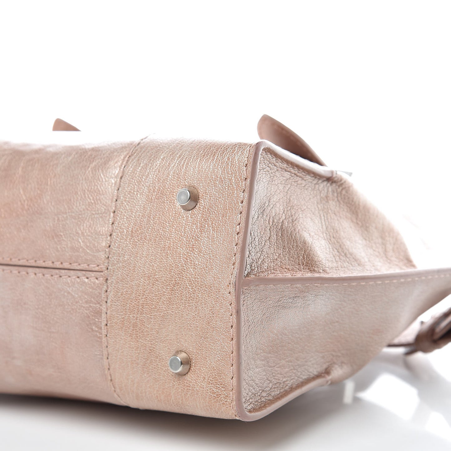 Metallic Grained Goatskin Small Legend Satchel Pink